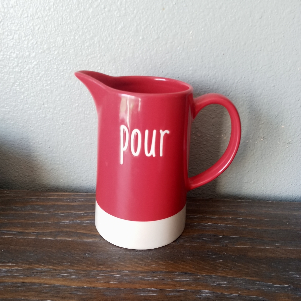 tabletops gallery two-tone  red ceramic pitcher with handle